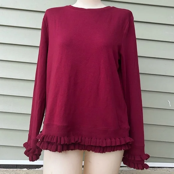 New crown & ivy cranberry long sleeve blouse - Picture 1 of 13